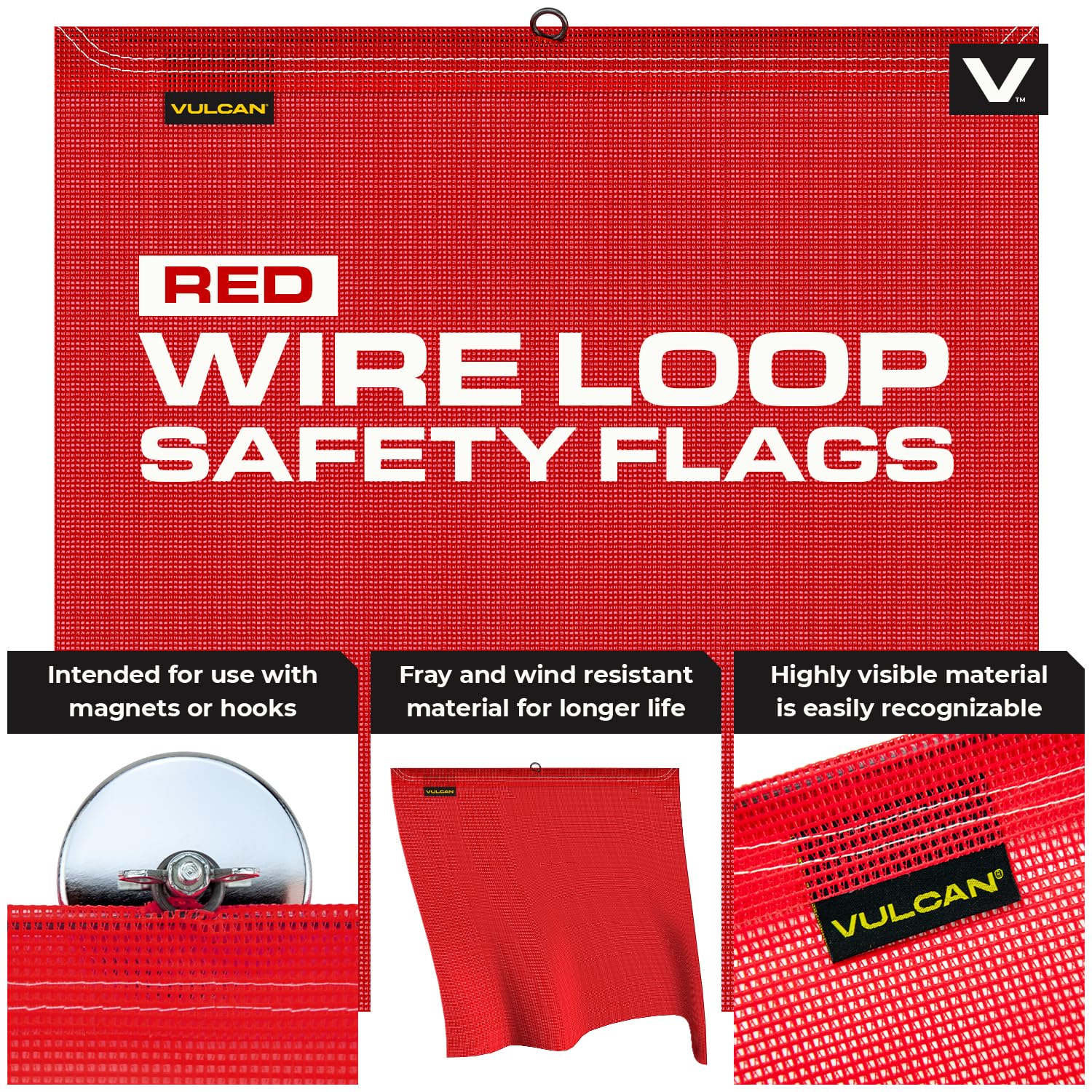 VULCAN Pilot Car Kit - Includes 2 Solid Oversized Load Banners, 1 Amber LED Emergency Warning Beacon, 8 Magnets, 4 Red Flags, and 4 Orange Flags - Image 7