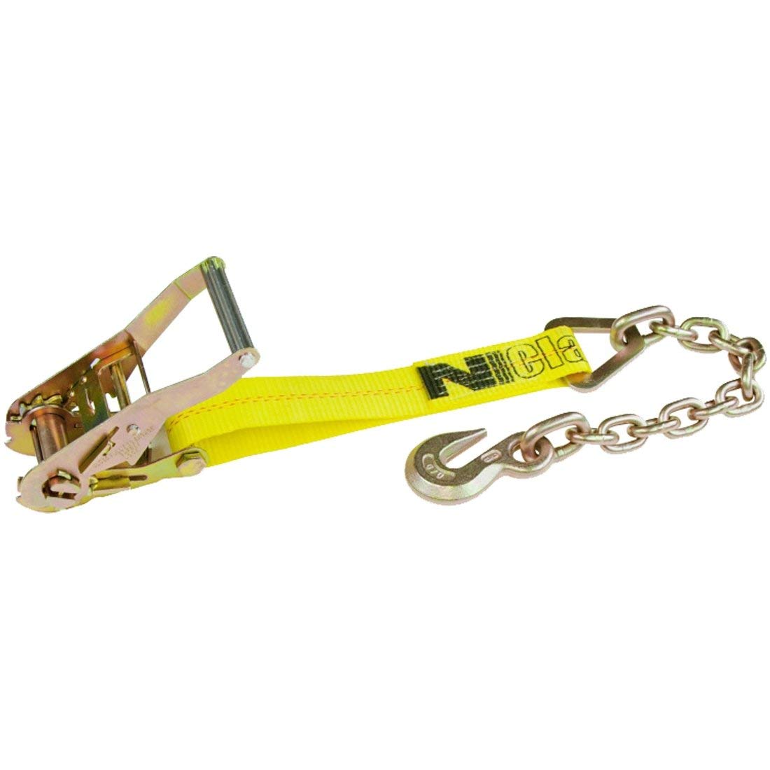 VULCAN Ratchet Strap with Chain Anchors - Classic Yellow - 2 Inch x 27 Foot - Case of 3-3,600 Pound Safe Working Load - Image 3