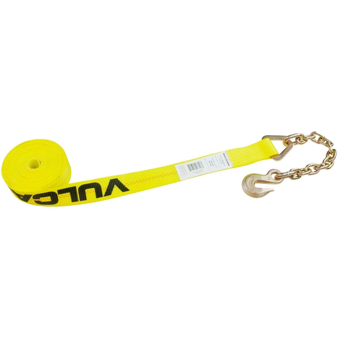 VULCAN Ratchet Strap with Chain Anchors - Classic Yellow - 2 Inch x 27 Foot - Case of 3-3,600 Pound Safe Working Load - Image 4