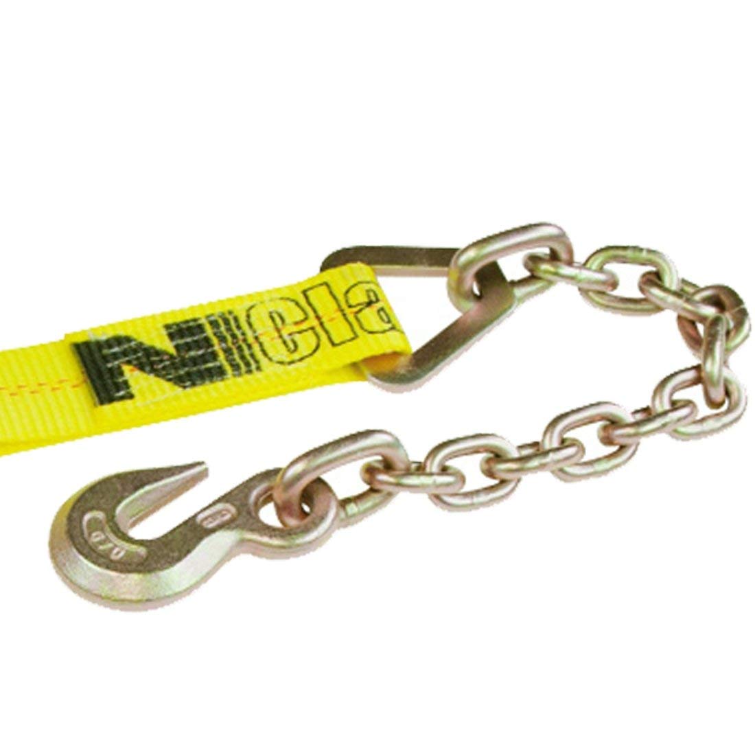 VULCAN Ratchet Strap with Chain Anchors - Classic Yellow - 2 Inch x 27 Foot - Case of 3-3,600 Pound Safe Working Load - Image 5