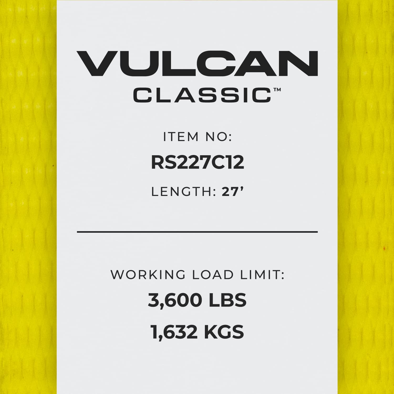 VULCAN Ratchet Strap with Chain Anchors - Classic Yellow - 2 Inch x 27 Foot - Case of 3-3,600 Pound Safe Working Load - Image 8