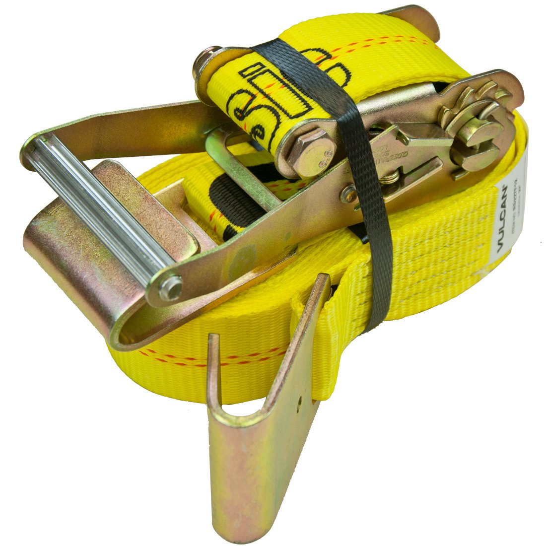 VULCAN Ratchet Strap with Flat Hooks - 2 Inch x 15 Foot - Classic Yellow - 3,300 Pound Safe Working Load - Image 6