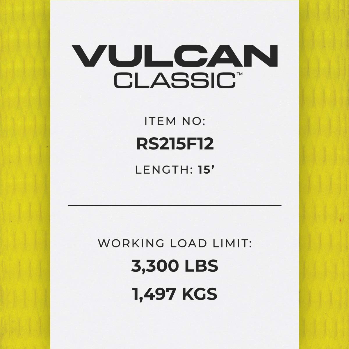 VULCAN Ratchet Strap with Flat Hooks - 2 Inch x 15 Foot - Classic Yellow - 3,300 Pound Safe Working Load - Image 7