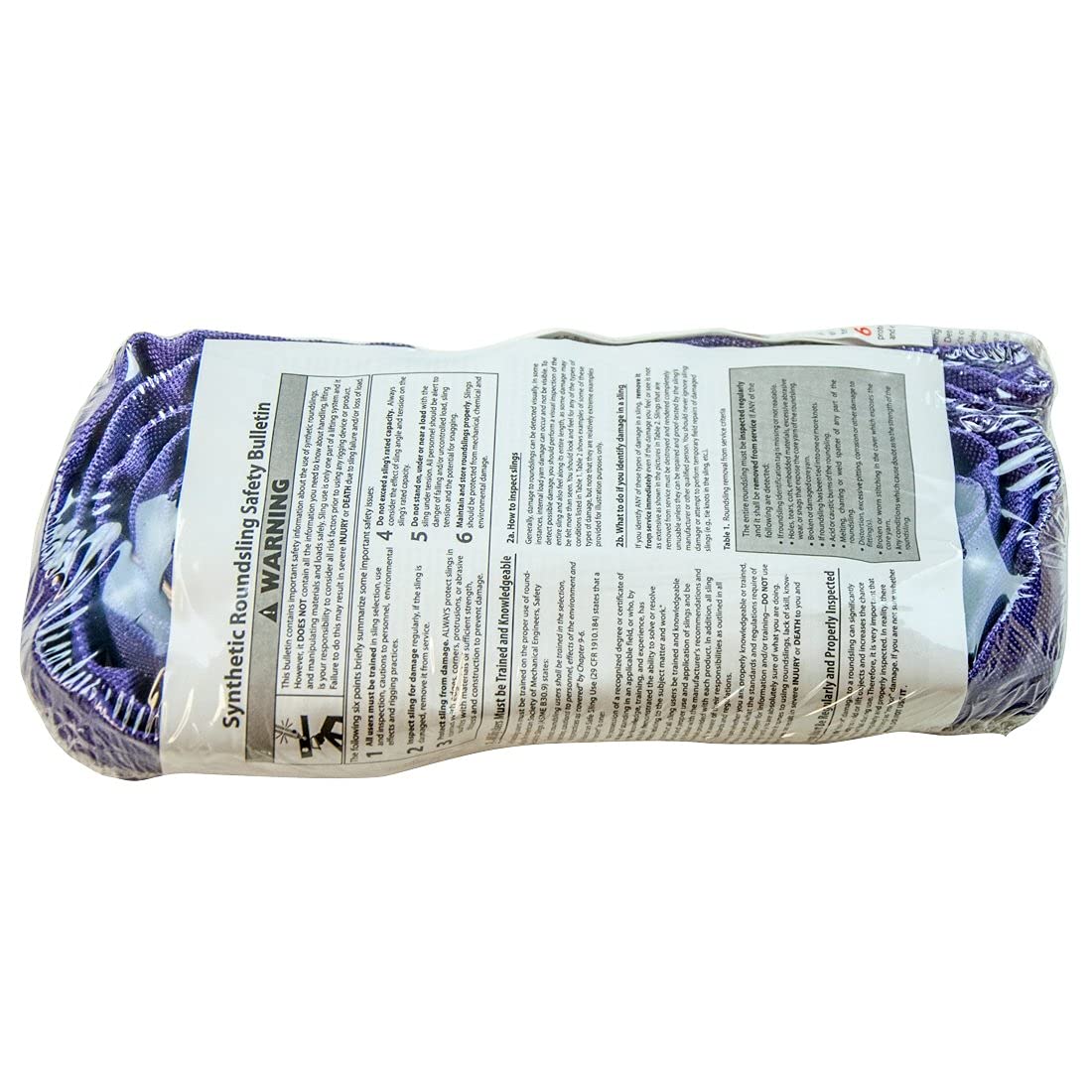 VULCAN Round Sling - Light Duty - 8 Foot - Purple - Safe Working Load of 2,600 lbs. (V), 2,100 lbs. (C) and 5,200 lbs. (B) - Image 6