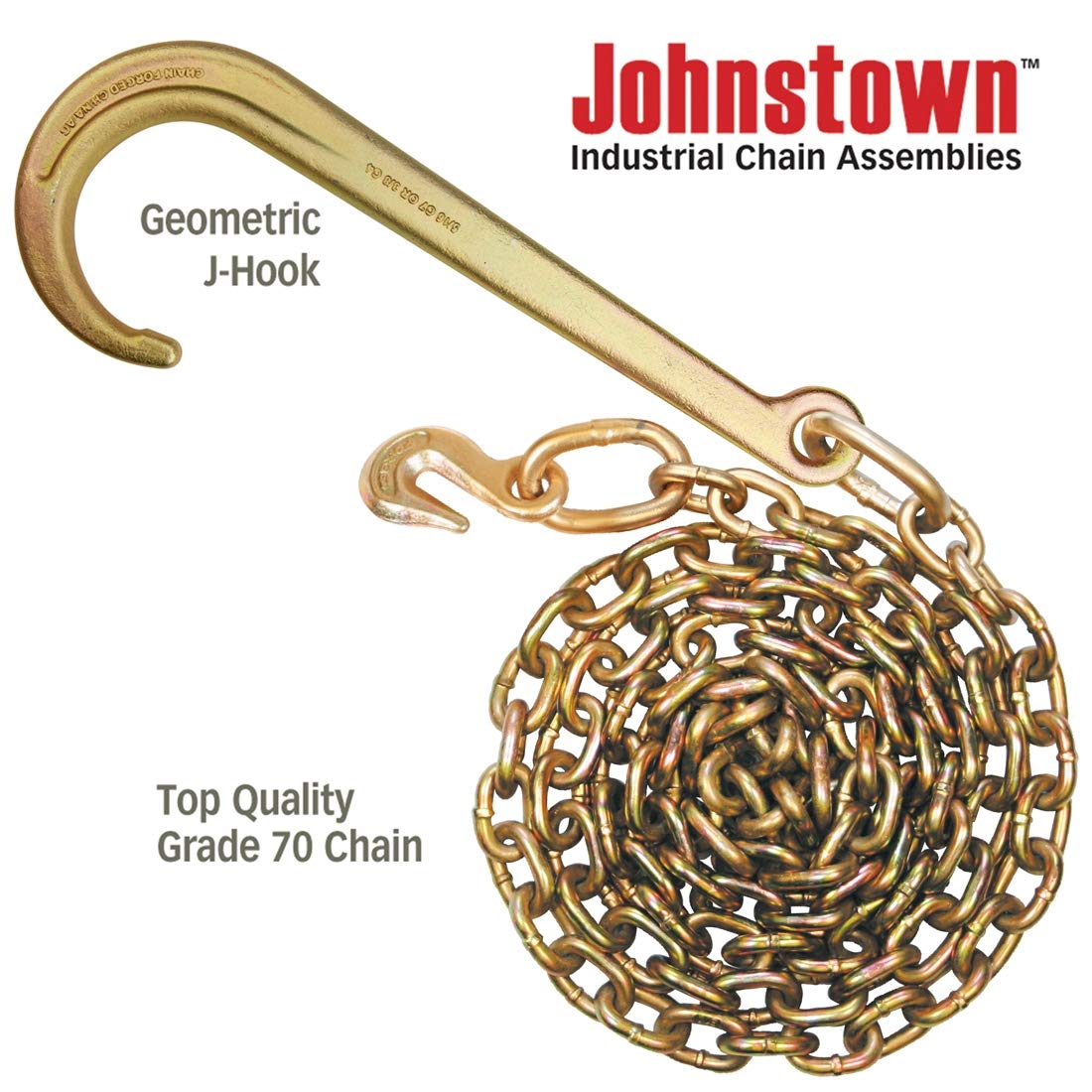 VULCAN Tow Chain with 15 Inch Forged J Hook and Grab Hook - Grade 70 Chain - 6 Foot - 4,700 Pound Safe Working Load - Image 8