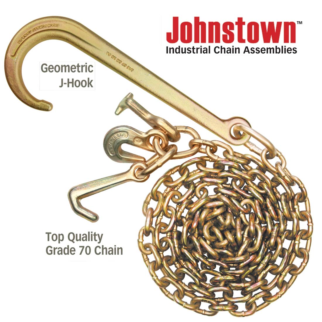 VULCAN Tow Chain with 15 Inch Forged J Hook and GTJ Cluster - Grade 70 Chain - 10 Foot - 4,700 Pound Safe Working Load - Image 8