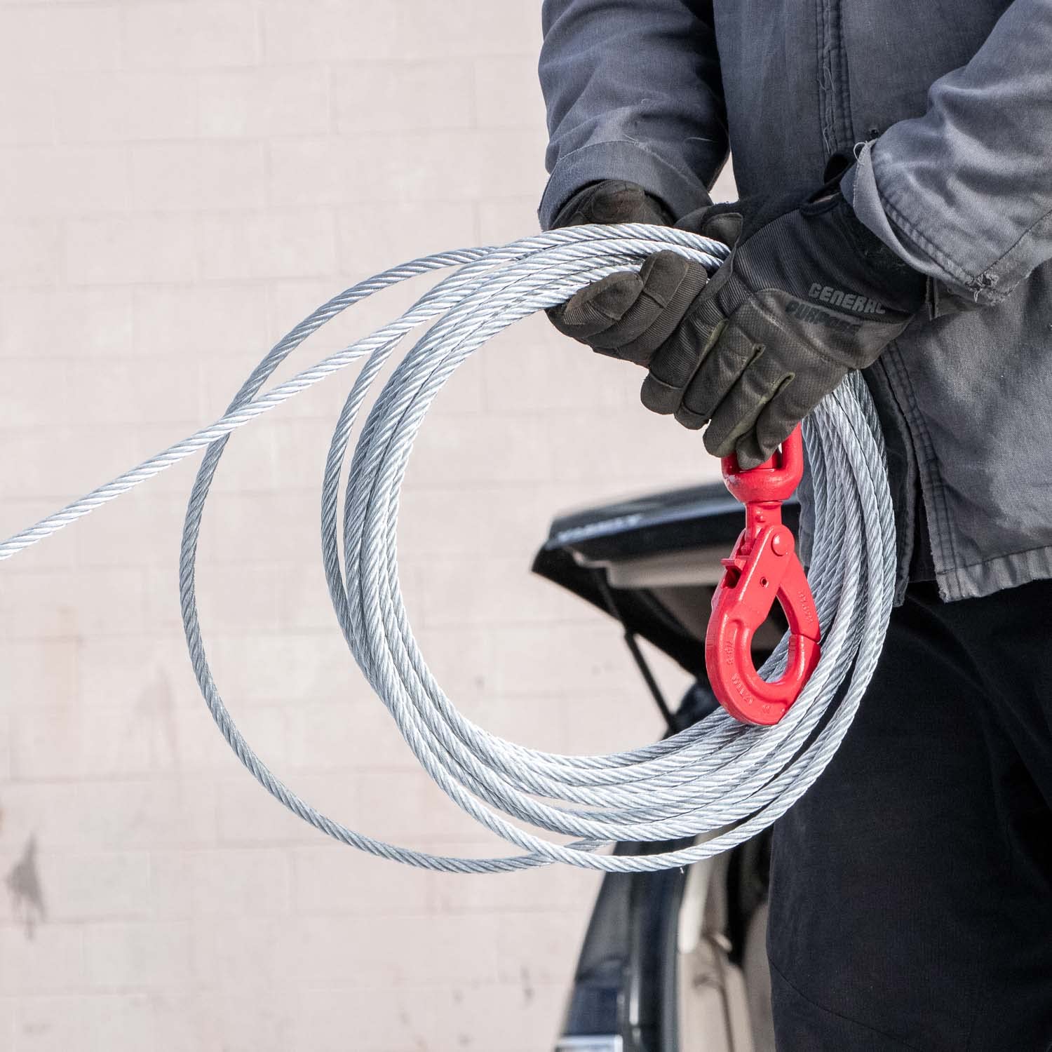 VULCAN Winch Cable - Self-Locking Swivel Hook - Galvanized Steel Core - 3/8 Inch x 50 Foot - 14,000 Lbs. Minimum Breaking Strength - Image 7